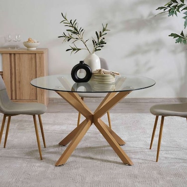 Pan Home Hixson 4 Seater Dining Table Round - White Black