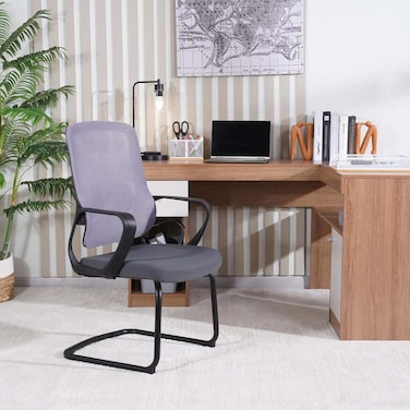 Pan Home Latik Office Visitor Chair Mesh Fabric - Grey