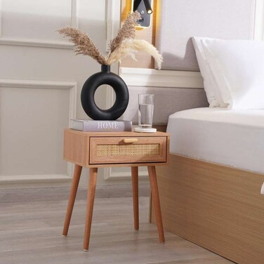 Pan Home Oaktree Night Stand With 1 Drawer Rattan - Natural