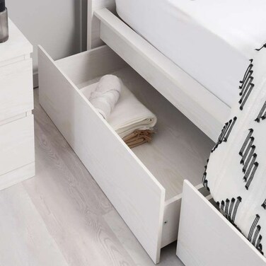 مجموعة أدراج تخزين السرير من مجموعة الربيع من بان هوم، مكونة من قطعتين لسرير 160 سم و180 سم - أبيض