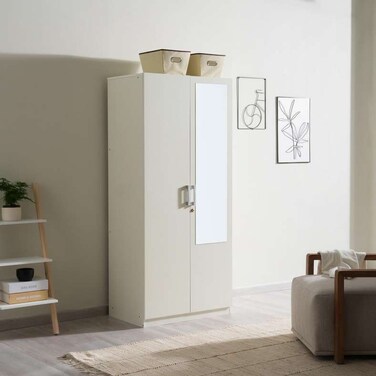 Pan Home Premier 2 Door Wardrobe With Mirror - White