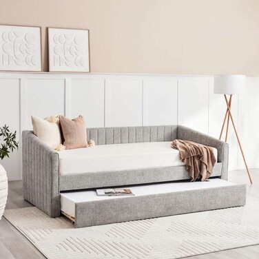 سرير نهاري هانا من بان هوم مع سرير متدحرج 90×200 سم - رمادي