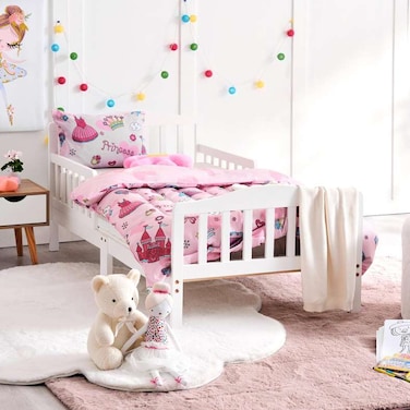 سرير أطفال من الكتان من بان هوم، مقاس 70×140 سم - أبيض