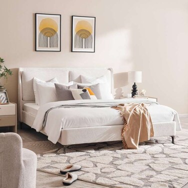 Pan Home Aversa King Bed 180X200cm - Off White