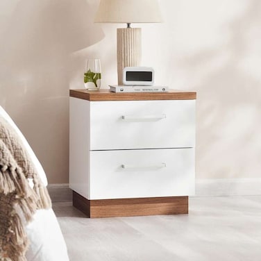 طاولة جانبية من بان هوم صن رايز - أبيض لامع