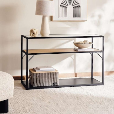 طاولة كونسول والتر من بان هوم مع مساحة تخزين من الميلامين - أسود طبيعي