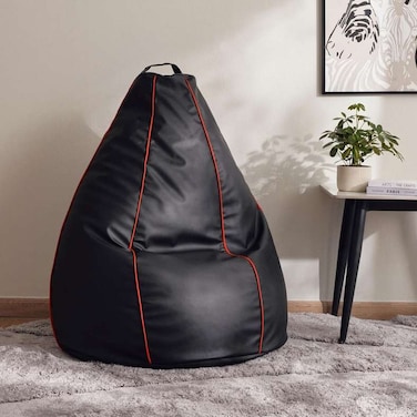 Pan Home Th - Napster Faux Leather XXXL Bean Bag With Piping - Black