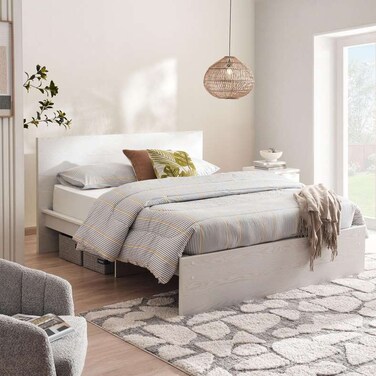 سرير كينج من مجموعة الربيع من بان هوم، مقاس 180×200 سم، لون أبيض بلوط