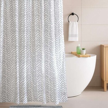 ستارة حمام شيفرون من بان هوم، مقاس 180×180 سم - أبيض