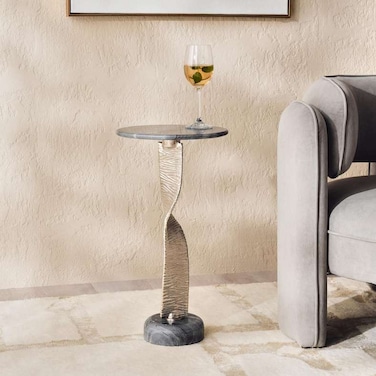 طاولة بان هوم ديونز المميزة من الرخام - رمادي فضي