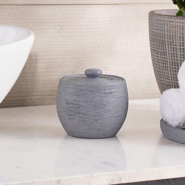 مرطبان قطني من بان هوم تايد راتنجي 10.5×10.5×10.2 سم - رمادي