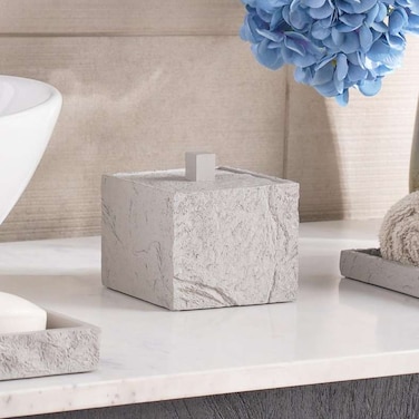 مرطبان قطني من الراتينج من بان هوم ريف، مقاس 10.5×10.5×10.2 سم - رمادي حجري