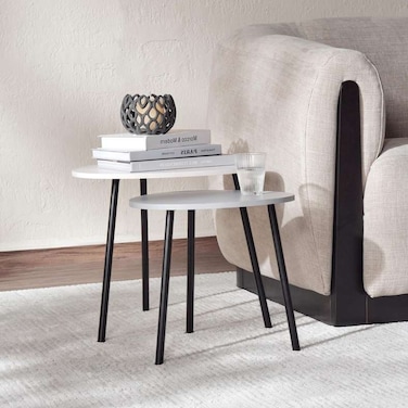 Pan Home Borrego End Table Set Of 2 Wood - White &amp; Black