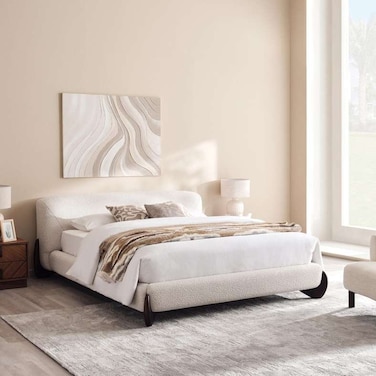 سرير لورين كوين من بان هوم، مقاس 160×200 سم - بيج