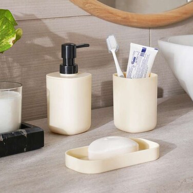 Pan Home Adele Bath Accessories 3 Piece Set - Cream