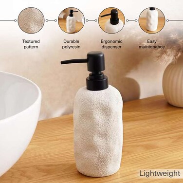 Pan Home Crest Textured Soap Dispenser 8X8X20cm - Cream