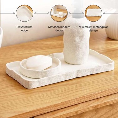 صينية حمام بان هوم كريست المزخرفة ٣١×١٦×٢ سم - كريمي