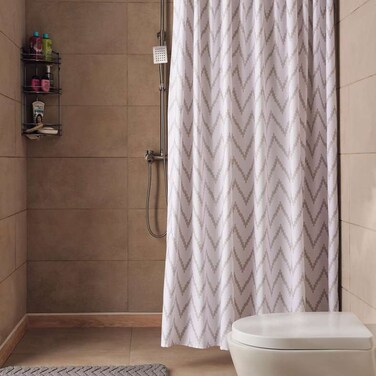 Pan Home Classic Chevron Canvas Shower Curtain 180X180cm - Beige