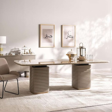 Pan Home Meen 8 Seater Dining Table Marble - Beige