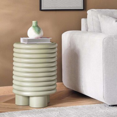 Pan Home Pietra End Table Round PU - Green