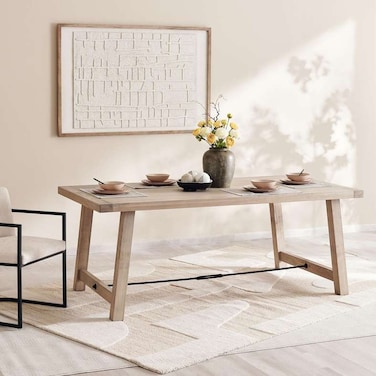 طاولة طعام بان هوم أوبري بستة مقاعد مصنوعة من قشرة البلوط - لون طبيعي