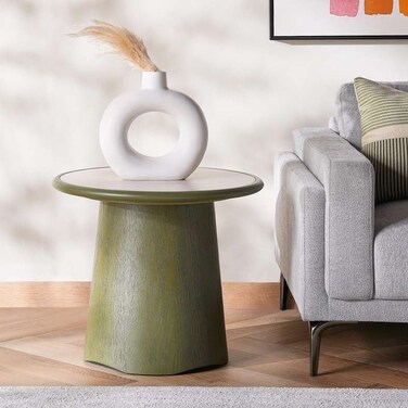 طاولة قهوة بان هوم لييا سيراميك متوسطة الحجم - أخضر طبيعي