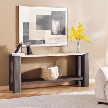 طاولة كونسول ترودي من بان هوم مصنوعة من الرخام - لون طبيعي وبني