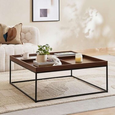 طاولة قهوة مربعة من بان هوم موري - بني أسود