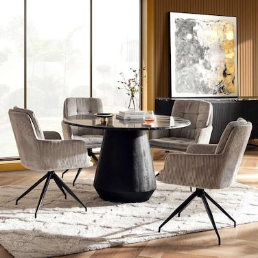 Pan Home Stella 4 Seater Dining Table Marble - Black