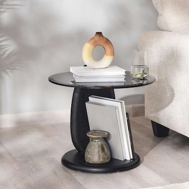 طاولة جانبية من بان هوم كايدن مصنوعة من الزجاج المقسّى - لون أسود