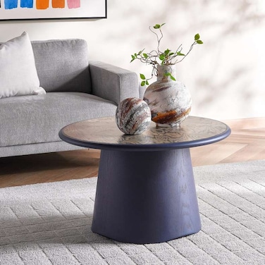 طاولة قهوة بان هوم لييا كبيرة من القشرة - أزرق طبيعي