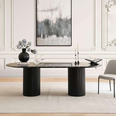 Pan Home Povera 8 Seater Dining Table Marble - Black