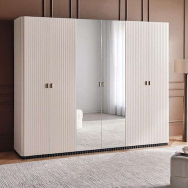 خزانة ملابس بان هوم ماريلاند بستة أبواب - كريمي