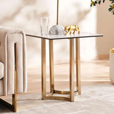 طاولة جانبية جديدة من بان هوم توبسي - ذهبي أبيض