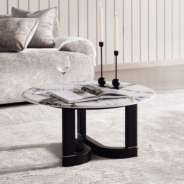 Pan Home Itami Coffee Table Marble - Black White