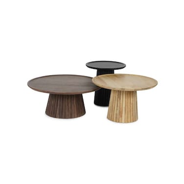 Pan Home Anglea Coffee Table Set Of 3 Solid Wood - Brown Natural