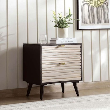 Pan Home Bologna Night Stand With 2 Drawer Solid Wood - Natural &amp; Black