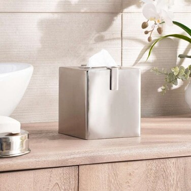 علبة مناديل معدنية ريجنت من بان هوم، 13.5×13.5×14.5 سم - فضي