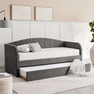 سرير نهاري ماتيلدا مع سرير متدحرج من بان هوم، 90×200 سم - رمادي