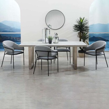 طاولة طعام بان هوم بوسكا 8 مقاعد - رمادي فضي
