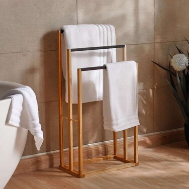 Pan Home Rag Bamboo 3 Rails Towel Stand 42X24X82cm - Natural