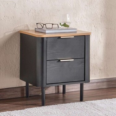 Pan Home Cortez Night Stand With 2 Drawer - Natural Black