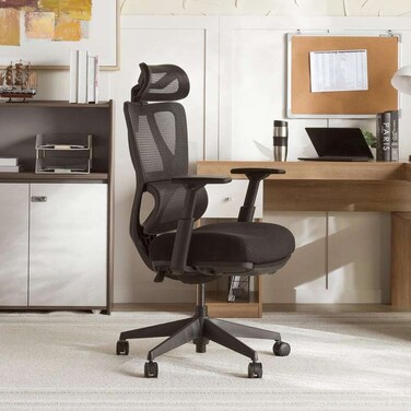 كرسي مكتب متوسط ​​الارتفاع من بان هوم، مصنوع من القماش والشبك - أسود