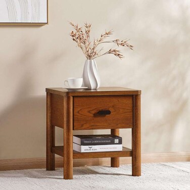 طاولة جانبية ستافورد من بان هوم مع درج واحد - بني