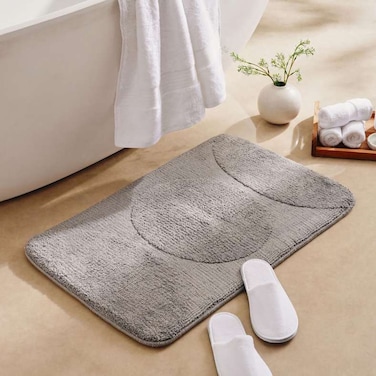 سجادة حمام ريغان من بان هوم، إسفنج ميموري فوم، مقاس 55×85 سم، رمادي فاتح