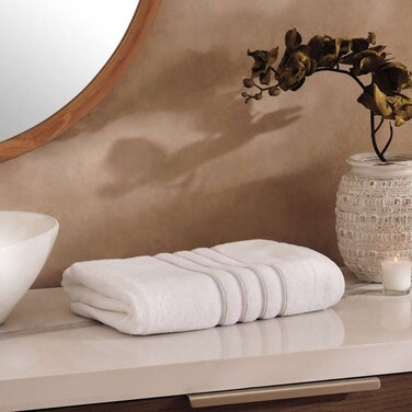 Pan Home Julius Border Striped 500 GSM Bath Towel 70X140cm - White/Lilac