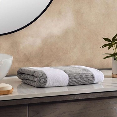 Pan Home Chicago Textured Stripe 650 GSM Bath Towel 70X140cm - Frost Grey