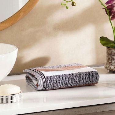 Pan Home Evelyn Stripe 500 GSM Hand Towel 50X90cm - Brown/Black