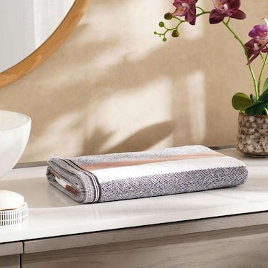 Pan Home Evelyn Stripe 500 GSM Bath Towel 70X140cm - Brown/Black