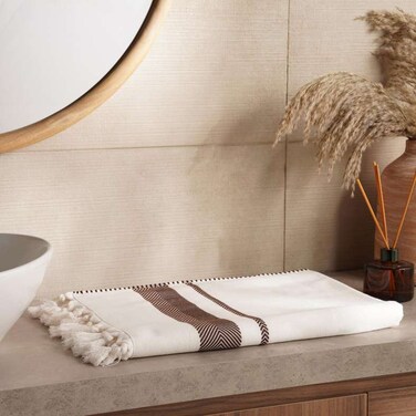 منشفة حمام أناضولية مخططة من بان هوم - 90×180 سم - أنثراسايت